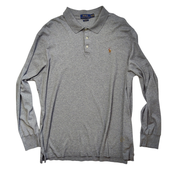 Polo Ralph Lauren Men's Size XXL‎ Gray Long Sleeve Shirt Classic Fit Polo *Spot - Picture 9 of 9